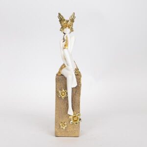 ΔΙΑΚΟΣΜΗΤΙΚΟ ΓΛΥΠΤΟ ΡΕΖΙΝ ΓΥΝΑΙΚΑ ΜΕ ΜΑΣΚΑ ΛΕΥΚΟ-ΧΡΥΣΟ 8.5x11x39cm