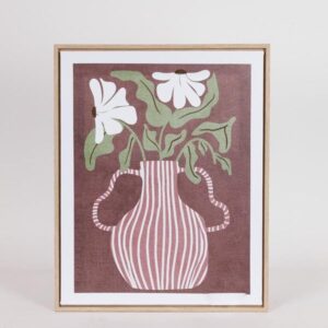 ΠΙΝΑΚΑΣ ΚΑΜΒΑΣ ΒΑΖΟ ΜΕ ΛΟΥΛΟΥΔΙΑ ΜΠΟΡΝΤΩ - ΛΕΥΚΟΣ - ΠΡΑΣΙΝΟΣ 40x2x50cm