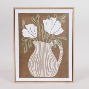 ΠΙΝΑΚΑΣ ΚΑΜΒΑΣ ΒΑΖΟ ΜΕ ΛΟΥΛΟΥΔΙΑ ΛΕΥΚΟΣ - ΚΑΦΕ 40x2x50cm