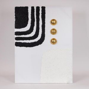 ΠΙΝΑΚΑΣ ΚΑΜΒΑΣ ΑΝΑΓΛΥΦΟ ΣΧΕΔΙΟ ΛΕΥΚΟΣ - ΜΑΥΡΟΣ - ΧΡΥΣΟΣ 60x7x80cm