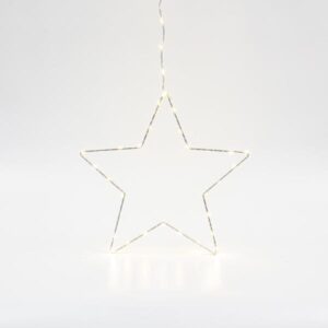 ΑΣΗΜΙ ΑΣΤΕΡΙ ΦΩΤΙΖΟΜΕΝ0 30cm, 30 MINI LED ΣΤΟ ΑΣΤΕΡΙ ΚΑΙ 15 MINI LED ΣΤΟ ΚΑΛΩΔΙΟ, ΣΤΑΘΕΡΟΣ ΜΕΤΑΣΧΗΜΑΤΙΣΤΗΣ, ΑΣΗΜΙ ΧΑΛΚΙΝΟ ΚΑΛΩΔΙΟ, ΘΕΡΜΟ ΛΕΥΚΟ LED, ΠΡΟΕΚΤΑΣΗ ΠΑΡΟΧΗΣ 3m, IP44
