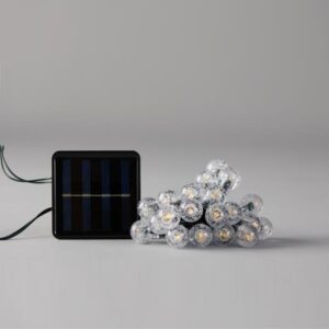 ΣΕΙΡΑ, 80 LED 5mm, ΑΚΡΥΛΙΚΕΣ ΜΠΑΛΕΣ 1.8cm, ΗΛΙΑΚΟ ΣΥΛΛΕΚΤΗ ΜΕ ΑΙΣΘΗΤΗΡΑ ΦΩΤΟΣ, 8 ΠΡΟΓΡΑΜΜΑTA, ΠΡΑΣΙΝΟ PVC ΚΑΛΩΔΙΟ, ΘΕΡΜΟ ΛΕΥΚΟ LED ΑΝΑ 10cm, ΠΡΟΕΚΤΑΣΗ ΠΑΡΟΧΗΣ 1m, ΙΡ44