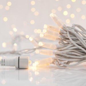 ΣΕΙΡΑ, 100 LED 5mm, 230V, 3 ΕΠΕΚΤΑΣΕΙΣ ΕΩΣ 9 ΣΕΤ, ΛΕΥΚΟ ΚΑΟΥΤΣΟΥΚ ΚΑΛΩΔΙΟ, ΘΕΡΜΟ ΛΕΥΚΟ LED ΑΝΑ 10cm, ΠΡΟΕΚΤΑΣΗ ΠΑΡΟΧΗΣ 150cm, ΙΡ65
