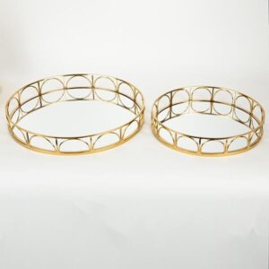 S/2 ΔΙΣΚΟΣ ΜΕΤΑΛΛΙΚΟΣ ΜΕ ΚΑΘΡΕΦΤΗ ΧΡΥΣΟΣ 39x5.5cm / 30.5x5.5cm