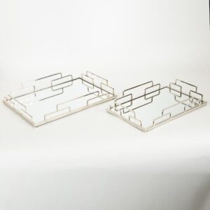 S/2 ΔΙΣΚΟΣ ΜΕΤΑΛΛΙΚΟΣ ΜΕ ΚΑΘΡΕΦΤΗ ΑΣΗΜΙ 35x25x5cm / 30.5x20.5x5cm