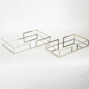 S/2 ΔΙΣΚΟΣ ΜΕΤΑΛΛΙΚΟΣ ΜΕ ΚΑΘΡΕΦΤΗ ΑΣΗΜΙ 40x25x6cm / 35.5x19.5x6cm