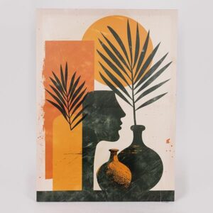 ΠΙΝΑΚΑΣ ΚΑΜΒΑΣ ΒΑΖΑ ΛΟΥΛΟΥΔΙΑ & ΦΙΓΟΥΡΑ ΠΟΡΤΟΚΑΛΙ - ΜΑΥΡΟΣ - ΜΠΟΡΝΤΩ 50x70cm