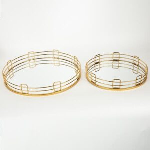 S/2 ΔΙΣΚΟΣ ΜΕΤΑΛΛΙΚΟΣ ΜΕ ΚΑΘΡΕΦΤΗ ΧΡΥΣΟΣ 39x5.5cm / 30.5x5.5cm