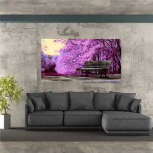 Πίνακας παγκάκι σε μωβ δάσος