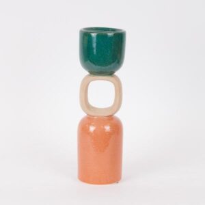 ΚΗΡΟΠΗΓΙΟ ΚΕΡΑΜΙΚΟ ΠΡΑΣΙΝΟ-ΜΠΕΖ-ΣΟΜΟΝ 9.5x9.5x31.5cm