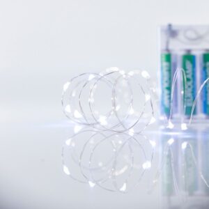 ΣΕΙΡΑ, 20 MINI LED, ΜΠΑΤΑΡΙΑΣ 2xΑΑ, TIMER, ΑΣΗΜΙ ΧΑΛΚΙΝΟ ΚΑΛΩΔΙΟ, ΛΕΥΚΟ LED ΑΝΑ 10cm, ΠΡΟΕΚΤΑΣΗ ΠΑΡΟΧΗΣ 10cm, IP20 (DISPLAY BOX 24τμχ)