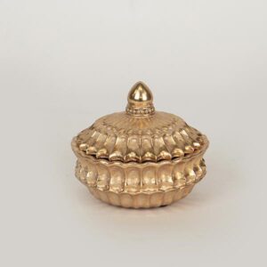 ΔΙΑΚΟΣΜΗΤΙΚΟ ΚΟΥΤΙ ΜΕ ΚΑΠΑΚΙ ΠΟΛΥΡΕΣΙΝ ΝΟΥΦΑΡΟ ΧΡΥΣΟ 9.7x9.7x8cm