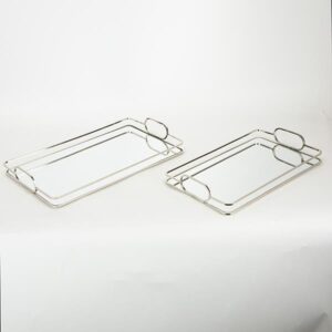 S/2 ΔΙΣΚΟΣ ΜΕΤΑΛΛΙΚΟΣ ΜΕ ΚΑΘΡΕΦΤΗ ΑΣΗΜΙ 42x25.5x5.5cm / 36x22x5.5cm