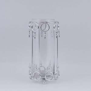 ΚΗΡΟΠΗΓΙΟ ΓΥΑΛΙΝΟ ΜΕ ΜΕΤΑΛΛΙΚΑ ΤΕΛΕΙΩΜΑΤΑ ΑΣΗΜΙ 12x27cm