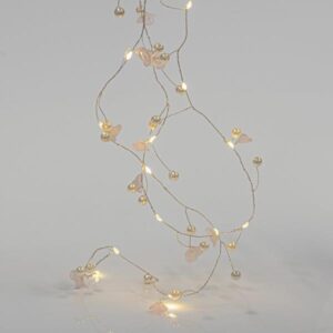 ΣΕΙΡΑ, 20 MINI LED, ΑΚΡΥΛΙΚΑ ΛΟΥΛΟΥΔΙΑ & ΠΕΡΛΕΣ, ΜΠΑΤΑΡΙΑΣ 2xAA, ΧΡΟΝΟΔΙΑΚΟΠΤΗ, ΑΣΗΜΙ ΧΑΛΚΙΝΟ ΚΑΛΩΔΙΟ, ΘΕΡΜΟ ΛΕΥΚΟ LED ΑΝΑ 7.5cm, ΠΡΟΕΚΤΑΣΗ ΠΑΡΟΧΗΣ 50cm, IP20