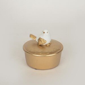 ΔΙΑΚΟΣΜΗΤΙΚΟ ΚΟΥΤΙ ΜΕ ΠΟΥΛΙ ΞΥΛΙΝΟ ΛΕΥΚΟ- ΧΡΥΣΟ 10x10x9cm