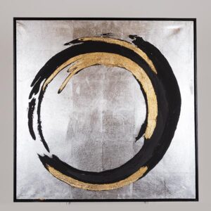 ΠΙΝΑΚΑΣ ΚΑΜΒΑΣ ΚΥΚΛΟΣ ΜΑΥΡΟΣ - ΧΡΥΣΟΣ - ΑΣΗΜΙ 80x3.5x80cm
