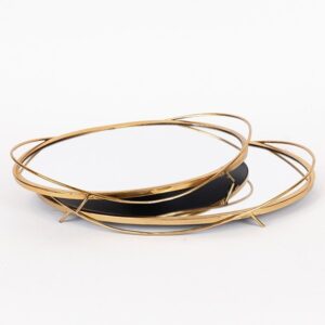 S/2 ΔΙΣΚΟΣ ΜΕΤΑΛΛΙΚΟΣ ΜΕ ΚΑΘΡΕΦΤΗ ΧΡΥΣΟ ΧΡΩΜΑ 35x25x5cm/ 30.5x20.5x5cm