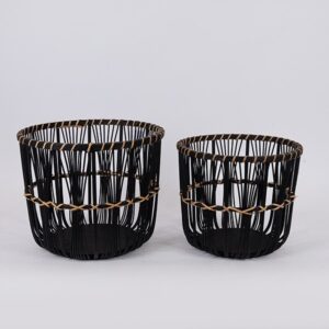 S/2 ΚΑΛΑΘΙΑ ΨΑΘΙΝΑ ΜΑΥΡΑ 32x32x28cm/ 27x27x25cm