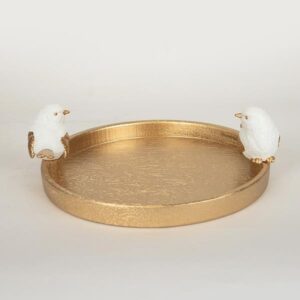 ΠΙΑΤΕΛΑ ΞΥΛΙΝΗ ΛΕΥΚΗ - ΧΡΥΣΗ 30.9x28x9.5cm