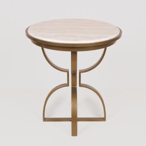 ΤΡΑΠΕΖΙ ΜΕΤΑΛΛΙΚΟ ΧΡΥΣΟ - ΛΕΥΚΟ 50x50x52cm