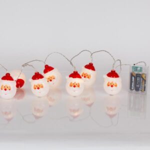 ΣΕΙΡΑ, 10 LED 5mm, ΠΡΟΣΩΠΟ ΑΓΙΟΥ ΒΑΣΙΛΗ, ΜΠΑΤΑΡΙΑΣ 3xAA, ΧΡΟΝΟΔΙΑΚΟΠΤΗ, ΔΙΑΦΑΝΟ PVC ΚΑΛΩΔΙΟ, ΘΕΡΜΟ ΛΕΥΚΟ LED ΑΝΑ 15cm, ΠΡΟΕΚΤΑΣΗ ΠΑΡΟΧΗΣ 30cm, IP20
