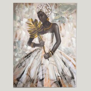 ΠΙΝΑΚΑΣ ΚΑΜΒΑΣ ΓΥΝΑΙΚΑ ΜΕ ΦΤΕΡΗ ΛΕΥΚΟΣ - ΧΡΥΣΟΣ - ΚΑΦΕ 90x3x120cm