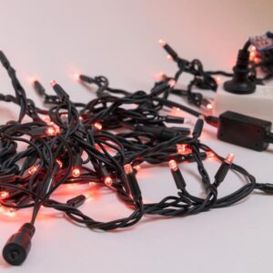 ΣΕΙΡΑ, 100 LED 5mm ΜΕ ΚΑΛΥΜΜΑ, 230V, 3 ΕΠΕΚΤΑΣΕΙΣ ΕΩΣ 9 ΣΕΤ, ΠΡΑΣΙΝΟ ΚΑΟΥΤΣΟΥΚ ΚΑΛΩΔΙΟ, 90 ΚΟΚΚΙΝΑ LED + 10 ΘΕΡΜΑ ΛΕΥΚΑ FLASH LED ANA 10cm, ΠΡΟΕΚΤΑΣΗ ΠΑΡΟΧΗΣ 1.5m, IP65