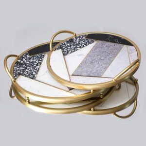 S/2 ΔΙΣΚΟΣ ΜΕΤΑΛΛΙΚΟΣ ΜΕ ΓΥΑΛΙ ΧΡΥΣΟΣ 35x35x6cm / 30x30x6cm