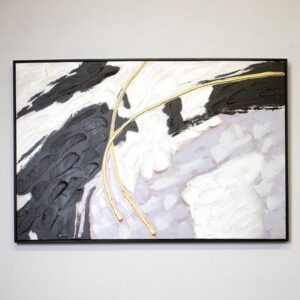 ΠΙΝΑΚΑΣ ΚΑΜΒΑΣ ΑΦΗΡΗΜΕΝΗ ΤΕΧΝΗ ΛΕΥΚΟΣ - ΜΑΥΡΟΣ - ΧΡΥΣΟΣ 120x3.5x80cm