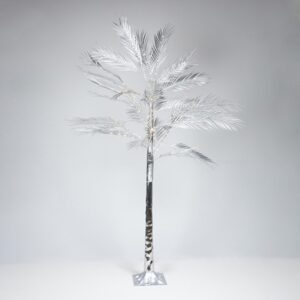 ΑΣΗΜΙ ΔΕΝΤΡΟ ΦΤΕΡΗ 2,1m, ΜΕΤΑΣΧΗΜΑΤΙΣΤΗΣ, 180 ΘΕΡΜΑ ΛΕΥΚΑ MINI LED, ΠΡΟΕΚΤΑΣΗ ΠΑΡΟΧΗΣ 3m, IP44