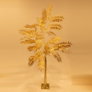 ΧΡΥΣΟ ΔΕΝΤΡΟ ΜΕ ΠΛΑΤΥ ΦΥΛΛΟ 2,1m, 4,5V ΜΕΤΑΣΧΗΜΑΤΙΣΤΗ, 180 ΘΕΡΜΑ ΛΕΥΚΑ MINI LED, ΠΡΟΕΚΤΑΣΗ ΠΑΡΟΧΗΣ 3m, IP44