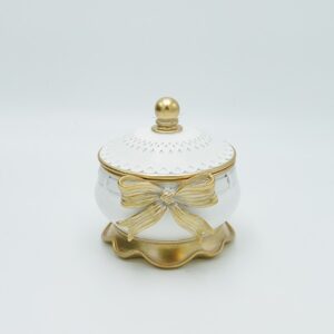 ΜΠΙΖΟΥΤΙΕΡΑ ΑΝΤΙΚΕ ΜΕ ΦΙΟΓΚΟ ΠΟΛΥΡΕΖΙΝ ΛΕΥΚΟ-ΧΡΥΣΟ 13.5x12.5x12.5cm