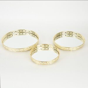 S/3 ΔΙΣΚΟΣ ΜΕΤΑΛΛΙΚΟΣ ΜΕ ΚΑΘΡΕΦΤΗ ΧΡΥΣΟΣ 25x4cm / 21x4cm / 17x4cm