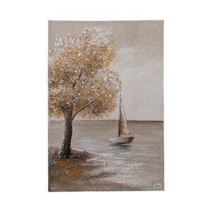 ΠΙΝΑΚΑΣ ΚΑΜΒΑΣ ΔΕΝΤΡΟ & ΚΑΡΑΒΙ ΚΑΦΕ-ΑΣΠΡΟ-ΜΠΕΖ 60x3x90cm