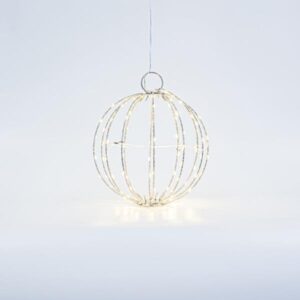 ΑΣΗΜΙ ΜΕΤΑΛΛΙΚΗ ΜΠΑΛΑ ΦΩΤΙΖΟΜΕΝΗ 20cm, 96 MINI LED, ΣΤΑΘΕΡΟΣ ΜΕΤΑΣΧΗΜΑΤΙΣΤΗΣ, ΑΣΗΜΙ ΧΑΛΚΙΝΟ ΚΑΛΩΔΙΟ, ΘΕΡΜΟ ΛΕΥΚΟ LED, ΠΡΟΕΚΤΑΣΗ ΠΑΡΟΧΗΣ 3m, IP44