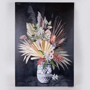 ΠΙΝΑΚΑΣ ΚΑΜΒΑΣ ΒΑΖΟ ΜΕ ΛΟΥΛΟΥΔΙΑ ΠΟΛΥΧΡΩΜΟΣ - ΜΑΥΡΟΣ 70x3x100cm