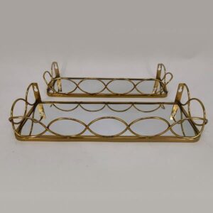 S/2 ΡΑΦΙ ΜΕΤΑΛΛΙΚΟ ΜΕ ΚΑΘΡΕΦΤΗ ΧΡΥΣΟ ΧΡΩΜΑ 40x15.5x6.5cm/38x12x6.5cm