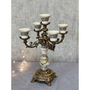 ΚΗΡΟΠΗΓΙΟ ΠΟΡΣΕΛΑΝΗ ΛΕΥΚΟ ΜΕ ΧΡΥΣΑ ΛΟΥΛΟΥΔΙΑ 29x29x38cm