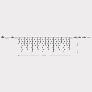 ΒΡΟΧΗ, 144 LED 5mm, 230V, 3 ΕΠΕΚΤΑΣΕΙΣ ΕΩΣ 8 ΣΕΤ, ΠΡΑΣΙΝΟ ΚΑΟΥΤΣΟΥΚ ΚΑΛΩΔΙΟ, ΛΕΥΚΟ LED (H60 x L300cm, 5/7/5/7), ΠΡΟΕΚΤΑΣΗ ΠΑΡΟΧΗΣ 1.5m, ΙΡ65