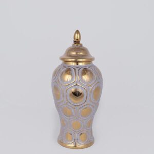 ΒΑΖΟ ΜΕ ΚΑΠΑΚΙ ΚΕΡΑΜΙΚΟ ΓΚΡΙ - ΧΡΥΣΟ 17.7x17.7x40cm