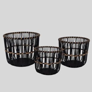 S/3 ΚΑΛΑΘΙΑ ΨΑΘΙΝΑ ΜΑΥΡΑ 36.5x36.5x30cm/ 31.5x31.5x26.5cm/ 26.5x26.5x23cm