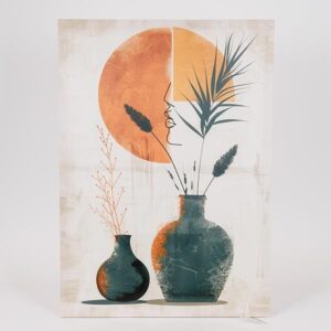 ΠΙΝΑΚΑΣ ΚΑΜΒΑΣ ΒΑΖΑ ΜΕ ΛΟΥΛΟΥΔΙΑ ΠΟΡΤΟΚΑΛΙ - ΜΠΛΕ - ΛΕΥΚΟΣ 50x70cm