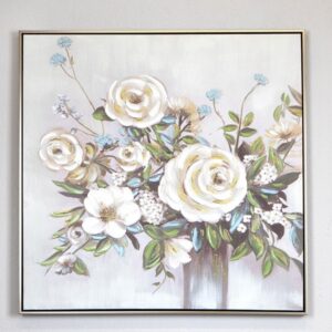 ΠΙΝΑΚΑΣ ΚΑΜΒΑΣ ΛΟΥΛΟΥΔΙΑ ΣΕ ΒΑΖΟ ΛΕΥΚΟΣ - ΓΚΡΙ 80x3.5x80cm