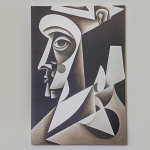 ΠΙΝΑΚΑΣ ΚΑΜΒΑΣ ΑΦΗΡΗΜΕΝΗ TEXNH ΠΡΟΣΩΠΟ ΚΡΕΜ - ΜΑΥΡΟ 60x90cm