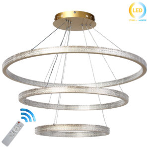 Φωτιστικό κρεμαστό LED Φ80-Φ60-Φ40 εκ. 280W Χρυσό με controller - KESKOR 868477
