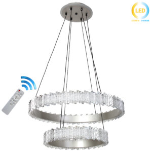 Φωτιστικό κρεμαστό LED 70W Φ57-Φ38 εκ. Γκρι με ακρυλικά και controller - KESKOR 541001