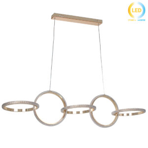 Φωτιστικό κρεμαστό LED 86W 120Χ27Χ27 εκ. Χρυσό με ακρυλικά - KESKOR 826675