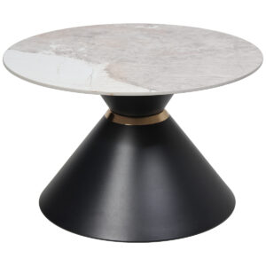 Τραπέζι σαλονιού μεταλλικό Φ69Χ42 εκ. Μαύρο με Κεραμική επιφάνεια - KESKOR 509260-1