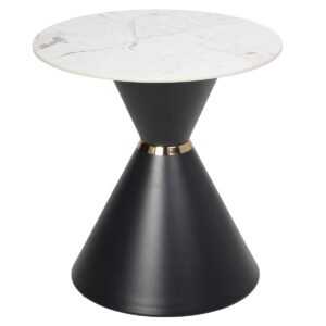 Τραπέζι σαλονιού μεταλλικό Φ49Χ51 εκ. Μαύρο με Κεραμική επιφάνεια - KESKOR 509260-2